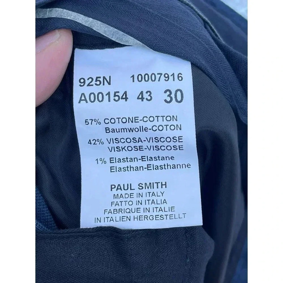 Paul Smith Womens Flat Front Velvet Trouser Pants Blue Sz M - Picture 14 of 16